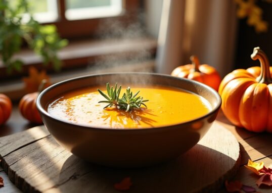 Velouté de Citrouille au Lait de Soja et Effluves de Romarin : Recette Facile et Gourmande