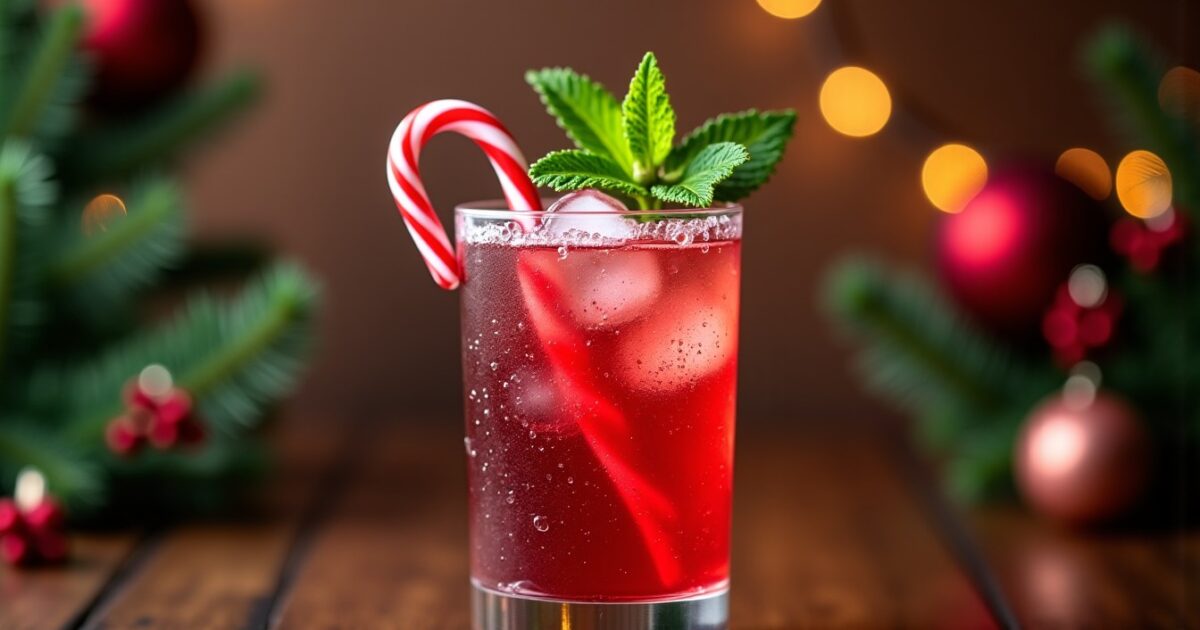 Apprenez à préparer le cocktail festif Candy Cane Spritzer, une explosion de fraîcheur sucrée pour vos célébrations