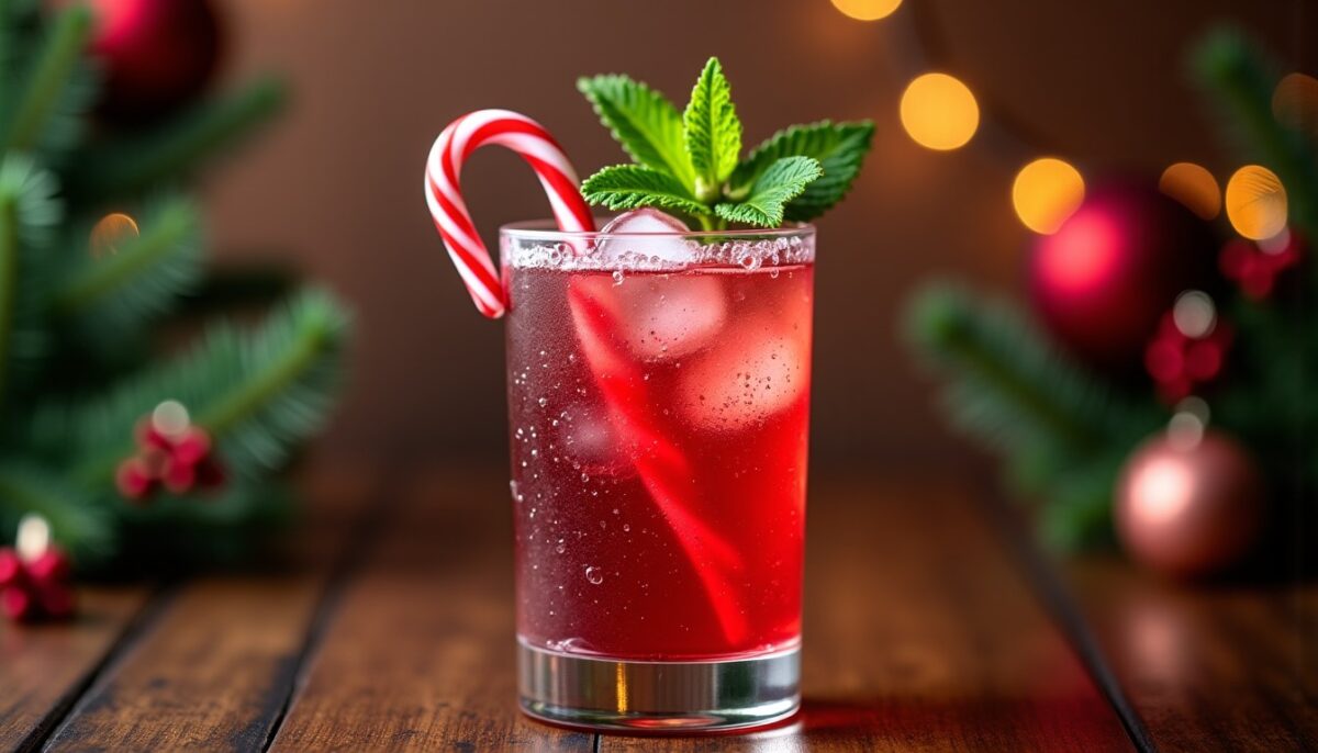Apprenez à préparer le cocktail festif Candy Cane Spritzer, une explosion de fraîcheur sucrée pour vos célébrations
